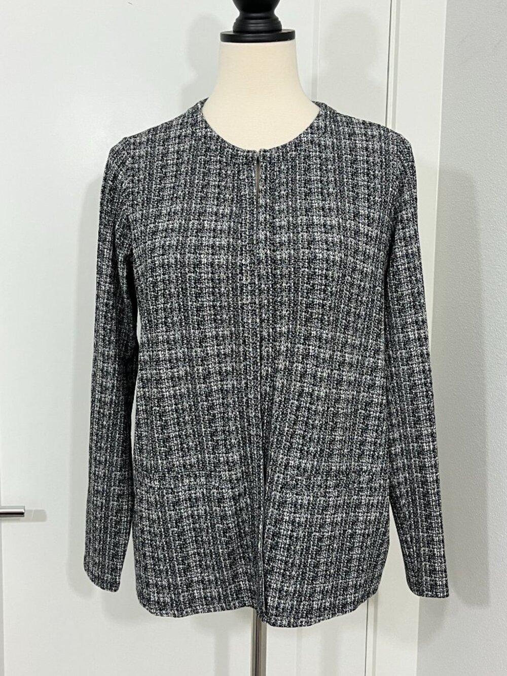 J. Jill XS Gray Tweed Open Front Blazer Jacket